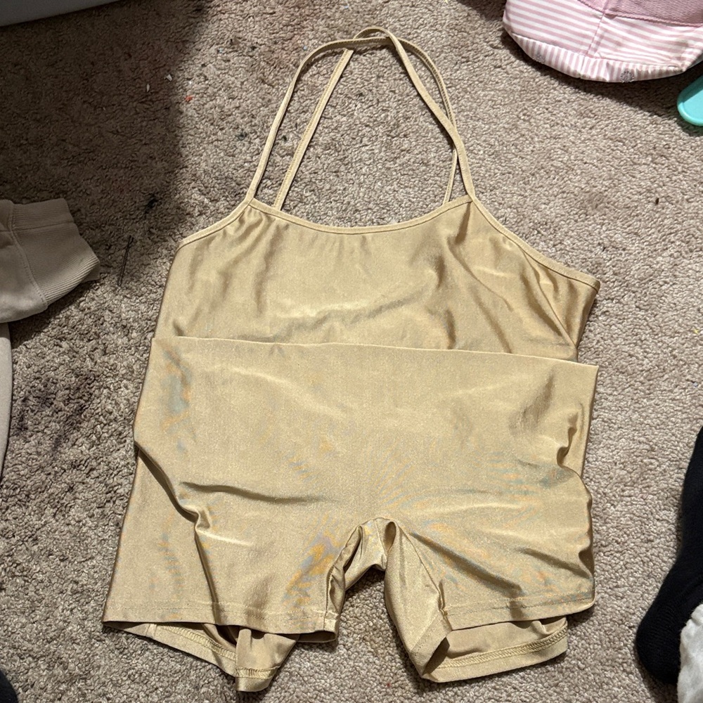 Beige Spaghetti Strap Romper